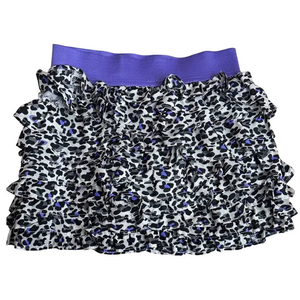 Justice Girls Skirt Skort 6 Ruffle Floral Lace Leopard Dance Play Gym Set of 2